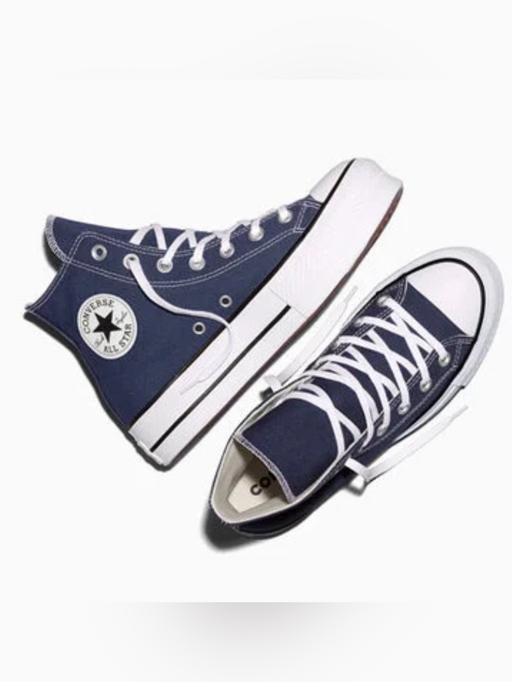 Converse Women’s 7.5/Kids 5.5 Navy and White Chuck Taylor High Top Sneakers - Picture 6 of 8